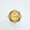 Gold-plated DIY ring setting featuring micro-inlaid rhinestones and natural shell clover design. - Abalone Shell Clover Ring Base Only / Gold