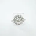 Montatura per anello regolabile placcata in argento con alone di zirconi cubici per fai da te. - Anello / Montatura vuota / Argento