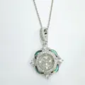 Silver-plated micro-paved zirconia natural shell pendant necklace DIY jewelry accessory - Abalone Shell Clover Pendant Only (Without Chain) / Silver