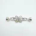 Vue detaillee fermoir de collier de bijoux DIY en argent avec nacre trefle et zircon. - Losange (Argent) / Argent