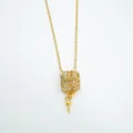 Gold-tone chain necklace with square cubic zirconia pendant, elegant DIY fashion jewelry. - Pendant Only (Without Chain) - Empty Setting / Gold