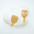 DIY crystal gold pendant jewelry components, sparkling baguette zircon charms for necklace earrings. - Stud Earrings - Empty Mounting / Gold