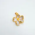 Gold plated five petal flower pendant necklace fashion jewelry accessory trendy item - Flower-Small-Gold-Pendant Only (Without Inlay) / Without Chain