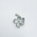 Silver flower pendant with blue enamel finish and sparkling rhinestones for stylish jewelry. - Flower-Small-Silver-Pendant Only (Without Inlay) / Without Chain