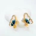 Gold plated butterfly earrings with pearl and rhinestones variant style jewelry accessory. - Stud Earrings - Gold (Freshwater Pearl)