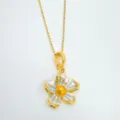Gold-tone chain necklace with white flower pendant, minimalist design variant. - Flower-Medium-Pendant Only (Without Inlay) / Without Chain