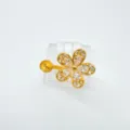 Gold flower body piercing jewelry with clear cubic zirconia stones sparkling stylish accessory SKU - Ring / Gold (Empty Setting)