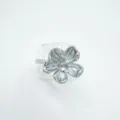 Silver 5-petal flower ring, elegant minimalist floral metal finger ring for daily wear. - Flower-Small-Ring-Silver Only (Without Inlay) / Ring