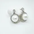 Elegant pearl drop earrings with sparkling cubic zirconia pavé and S925 silver pin for women. - Stud Earrings / With Artificial Pearl / Silver