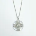 Elegant geometric micro-set mother-of-pearl pendant necklace, silver-toned fashion jewelry. - White Shell Pendant - Silver / Empty Setting (Without Chain)