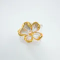 Elegant gold plated floral ring with white enamel petals jewelry variant accessory - Flower-Small-Ring-Gold Only (Without Inlay) / Ring
