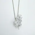 Silver flower pendant necklace with sparkling cubic zirconia, elegant chic jewelry accessory - Pendant Only (No Chain) / Silver (Empty Mount)
