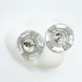 Silver Geometric Mother of Pearl Earring Mountings Zirconia DIY Jewelry Findings SKU - White Shell Earrings - Silver / Empty Setting
