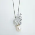 Elegant silver-toned flower zircon pearl pendant necklace for women stylish accessory variant. - Pendant Only (No Chain) / Silver (Natural Pearl)