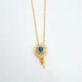 Pendentif saphir rétro plaqué or 18k style vintage collier bijoux DIY accessoire élégant - Pendentif Uniquement (Sans Chaîne) / Monture vide / Or