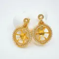 DIY jewelry blank mounting S925 silver needle wheel pendant earring accessory style - Stud Earrings / Empty Setting / Gold