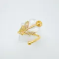Gold plated feather mother of pearl ring variant, adjustable pearl mounting jewelry. - Ring / Adjustable Empty Setting / Gold