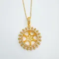 Goldfarbene Strass Rad Anhänger Halskette, elegante vintage Mode Schmuck Zubehör. - Anhänger Ohne Kette Gold Leere Basis