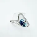 Stylish butterfly pendant jewelry finding with blue enamel and cubic zirconia in shiny finish. - Silver (Empty Setting)