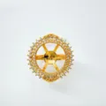 Gold plated DIY ring blank with shimmering stone halo design, perfect for custom jewelry crafting. - Ring / Empty Setting / Gold