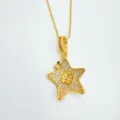 Verguldete Stern Anhänger Halskette Glänzende Zirkonia Modische Damen Schmuck Zubehör - Anhänger-Gold (Sockel Ohne Oberteil) (Ohne Kette)