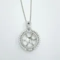 Silver diy pendant blank setting with sparkling cubic zirconia stones for pearl necklace accessory - Pendant Only (Without Chain) / Empty Setting / Silver
