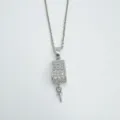 Silver color DIY pendant mounting finding with paved cubic zirconia for pearl jewelry - Pendant / Empty Setting (Without Chain) / Silver