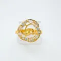 Gold plated spiral ring blank setting with cubic zirconia crystals for custom DIY jewelry design. - Ring / Gold (Empty Setting)