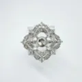 Silber Mikropave Zirkonia Ringfassung Rohling DIY Schmuckzubehör Zubehör Komponente - Ring - Silber / Leere Fassung