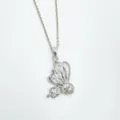 Elegante Schmetterlings-Halskette mit funkelnden Zirkoniasteinen für stilvolle Anlässe. - Nur Anhänger (Keine Kette) / Leere Fassung / Silber