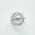 Silver cubic zirconia swirl ring, elegant asymmetrical design fashion jewelry variant item. - Ring / Silver (Empty Mount)