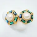 Abalone Shell Earrings (Acrylic Bead) / 1 Pair Pack / Gold