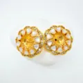 Runde goldene Perlmutt Schmuck Rohlinge fur DIY Ohrringe Ringe und Anhanger Zubehor. - Weißes Perlmutt Ohrsteckerbasis (Gold - Leere Basis)