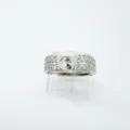 Silver plated ring blank DIY jewelry setting featuring paved cubic zirconia stones. - Ring / Empty Setting / Silver