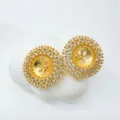 Vergoldeter runder Strass Schmuck Rohling fuer DIY Ohrringe Basteln Zubehoer Teilen - Ohrring-Fassungen / Gold