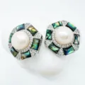 Hexagonal natural mother of pearl pearl earrings, elegant designer DIY jewelry accessories. - Abalone Shell Earrings (Acrylic Bead) / 1 Pair Pack / Silver