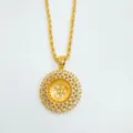 Vergoldete 18k Zirkonia Sonnenblumen Anhänger Halskette stilvolles Modeschmuck Zubehör. - Anhänger (Ohne Kette) / Leere Fassung / Gold
