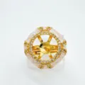 DIY gold-tone ring blank setting with sparkling cubic zirconia and geometric wheel design. - Base Only / Empty Setting / Gold