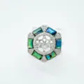 Hexagon natural mother-of-pearl ring blank DIY jewelry fashion silver accessory variant. - Abalone Shell Ring Base / Silver