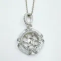 DIY jewelry pendant blank setting with shimmering pave stones and elegant wheel design. - Pendant Only (Without Chain) / Empty Setting / Silver