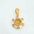 Hexagonal white shell pendant, gold-tone metal, dainty style fashion jewelry accessory. - White Shell Pendant Base Only / Gold