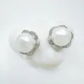 Elegante Perlenohrringe mit funkelnden Zirkoniasteinen, schöner Modeschmuck für Damen. - Spitze Ohrringpfosten Silber Acrylperle