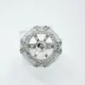 Detailed close-up of DIY jewelry blank ring setting featuring geometric wheel design with crystals. - Base Only / Empty Setting / Silver