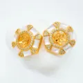 DIY Hexagonal Mother-of-Pearl Jewelry Setting Gold Empty Base for Earrings Rings Pendant - White Shell Earring Setting Only / 1 Pair Pack / Gold