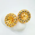 Montatura Vuota Perla DIY Dorata Zircone Taglio Baguette Accessorio Componente Gioiello - Orecchini a lobo / Montura vuota / Oro