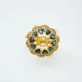 Goldfarbene Ringfassung mit Abalone-Muschel Einlage Blumen Design DIY Schmuck Zubehör. - Abalone-Muschel Ringbasis (Gold - Leere Basis)