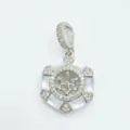 Hexagonal natural mother of pearl pendant jewelry setting diy fashion accessory variant - White Shell Pendant Base Only / Silver
