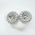 Montatura per orecchini DIY, supporto rotondo in argento zircone floreale per gioielli. - Orecchini a lobo / Montura vuota / Argento