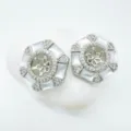 Hexagonal mother-of-pearl jewelry blank setting for diy earrings, pendant, and ring set. - White Shell Earring Setting Only / 1 Pair Pack / Silver