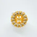 DIY Montatura Anello Oro Zircone Baguette Halo Supporto Perla Accessorio Gioiello Nuovo - Anello / Montura vuota / Oro